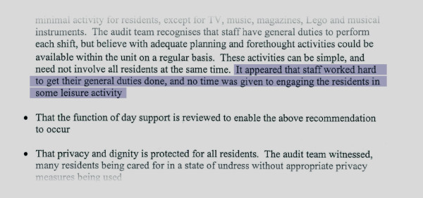 Portion of the Kimberley Centre Audit from July 2000