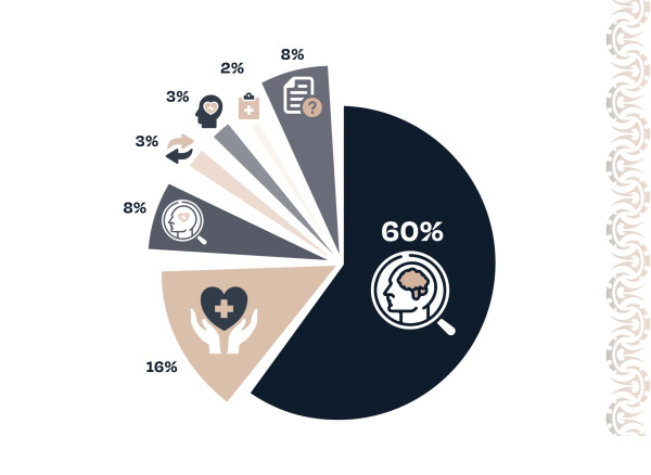 Pie graph showing the percentages discussed below